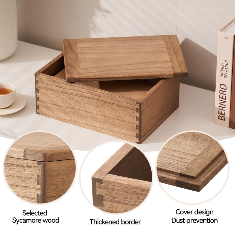 KIRIGEN Wood Stash Box with Lid - Decorative Boxes for Crafts, Sewing, Keepsake, Memory - Wooden DIY Storage Box Stash Jewelry - Wooden Boxes for Home Office Storage Dark Brown (SNH-DBR) - Image 3